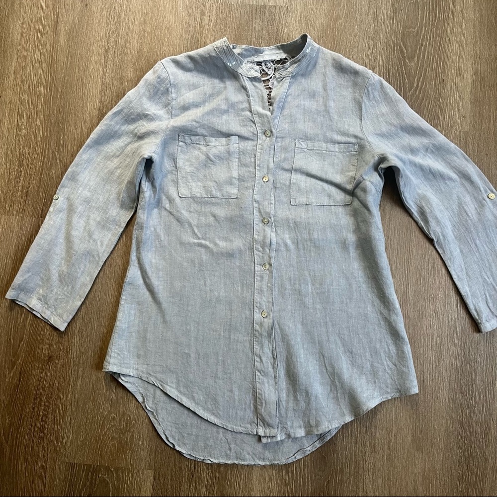Italian Linen Button Front Tunic Top